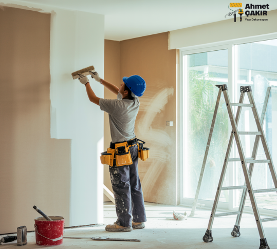 Boya uygulaması yapan usta